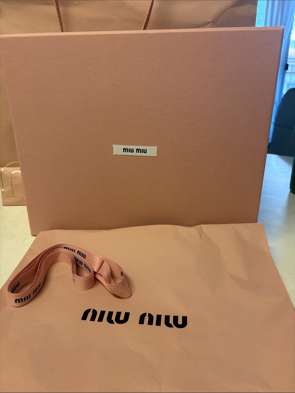 Miu Miu Blush Pink Branded Gift Box with Ribbon and paper cover